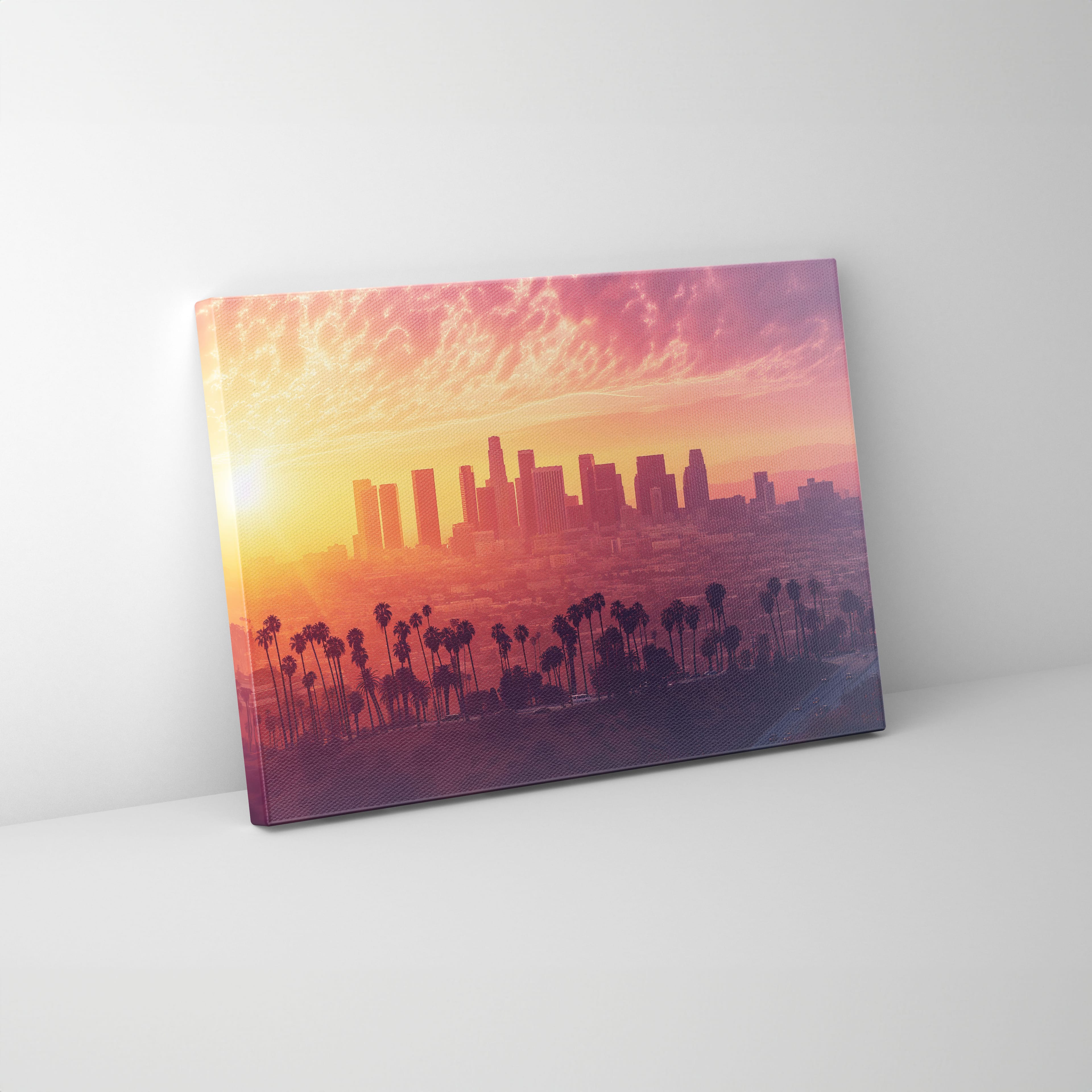 Los Angeles Gün Batımı Dijital Sanat Kanvas Tablo